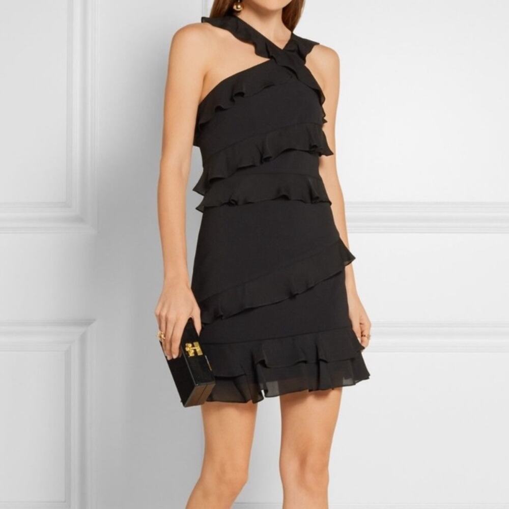 Cushnie Et Ochs bliss silk ruffle dress LBD sz 0